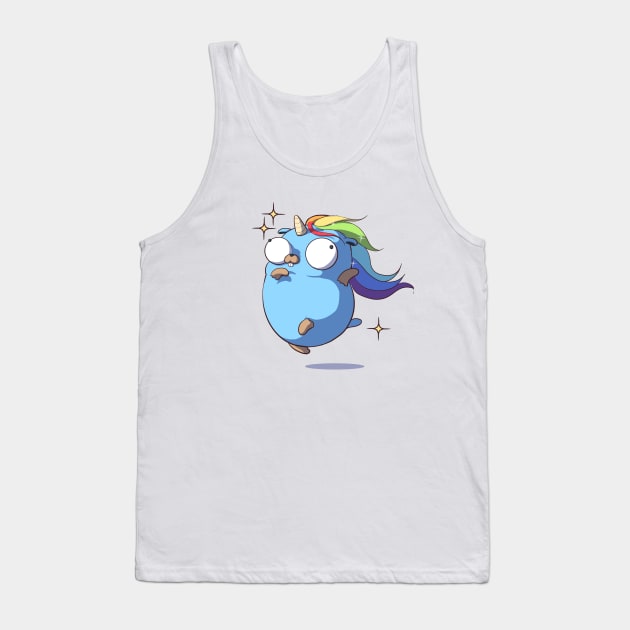 Golang Gopher Unicorn Tank Top by clgtart